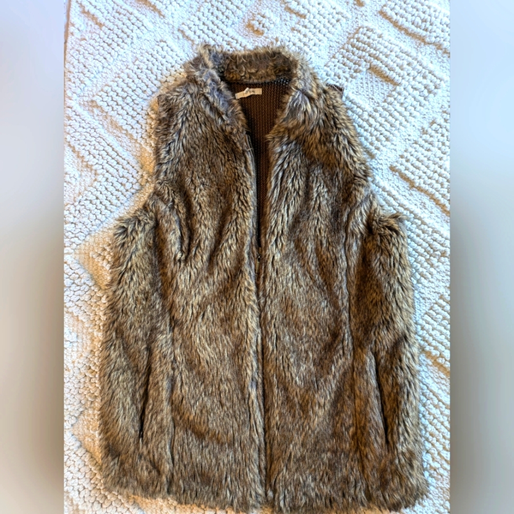 Large faux fur vest